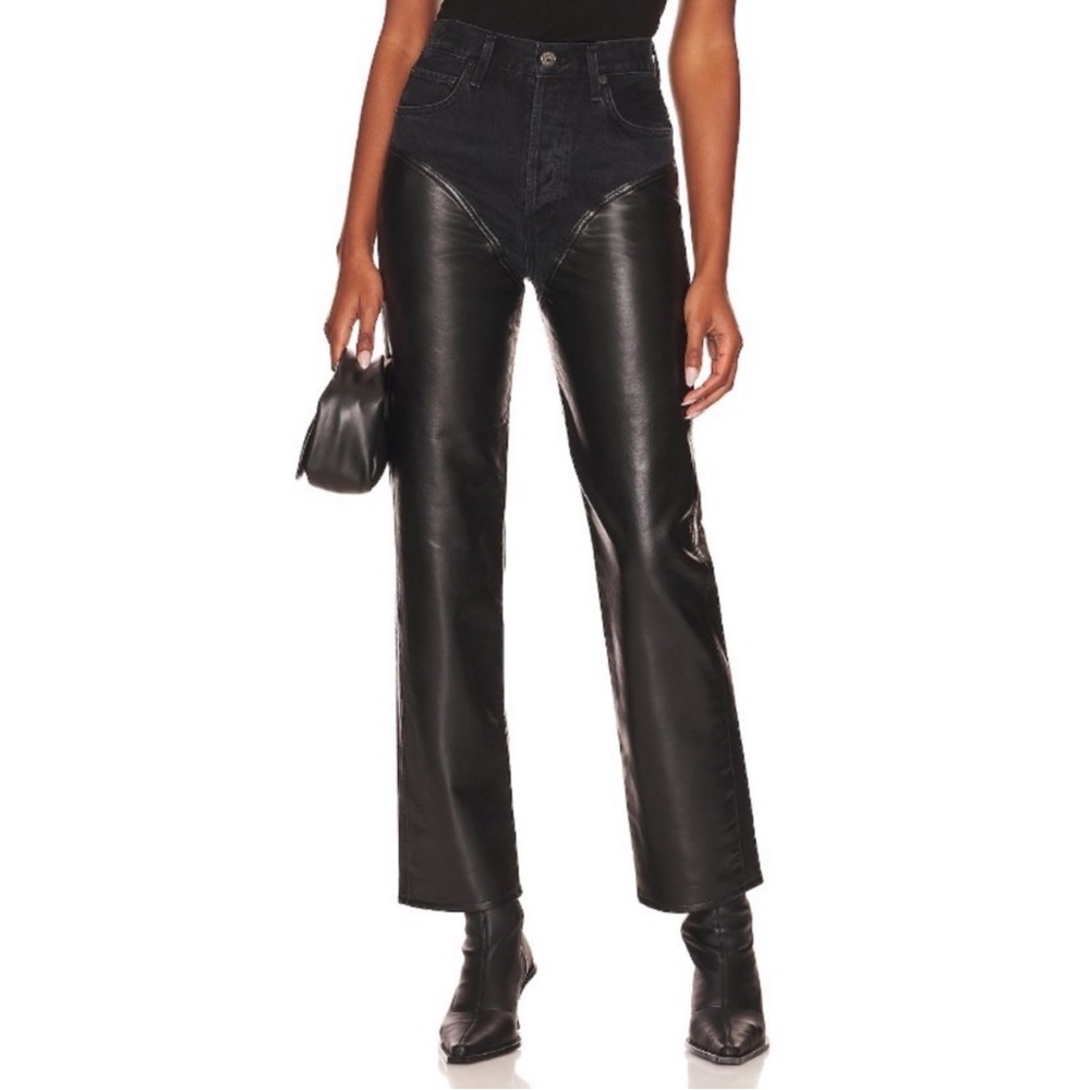 Agolde Harley Leather Panel Straight Leg Jeans *Form & Detox*